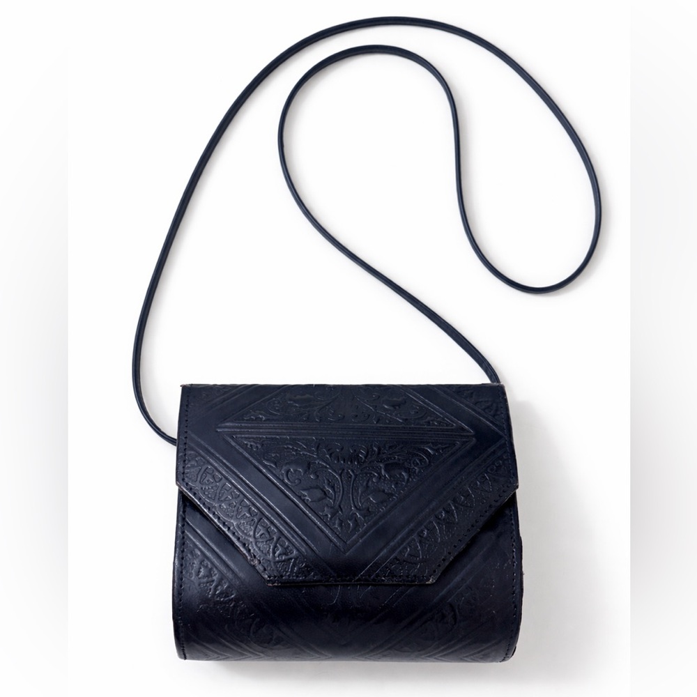 Vintage | Moroccan Magic | Embossed Leather Crossbody Bag | Boho Tooled Purse